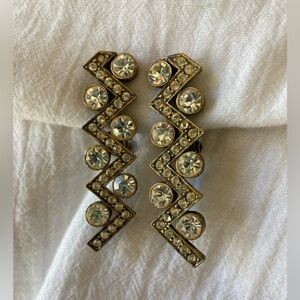 Lightning Bolt‎ with Rhinestones Vintage Clip on Earrings